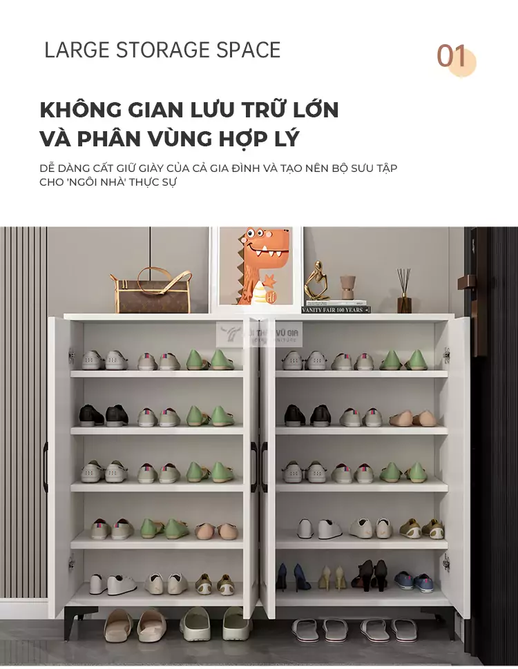 phân vùng lưu trữ khoa học của Tủ giày cánh huỳnh hiện đại KG11