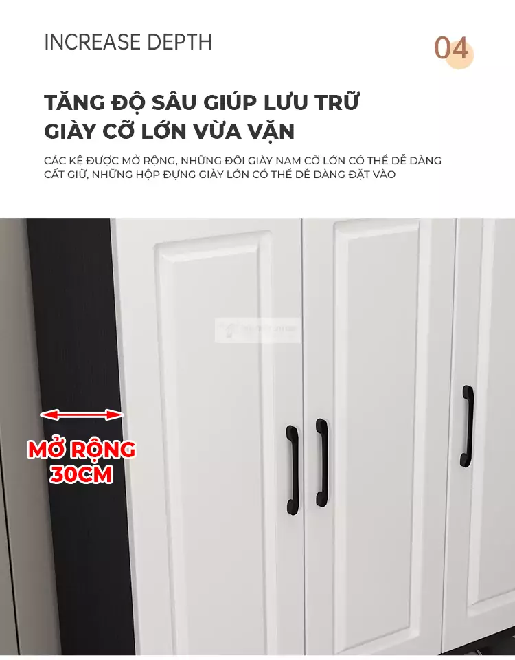 thiết kế tăng chiều sâu của Tủ giày cánh huỳnh hiện đại KG11