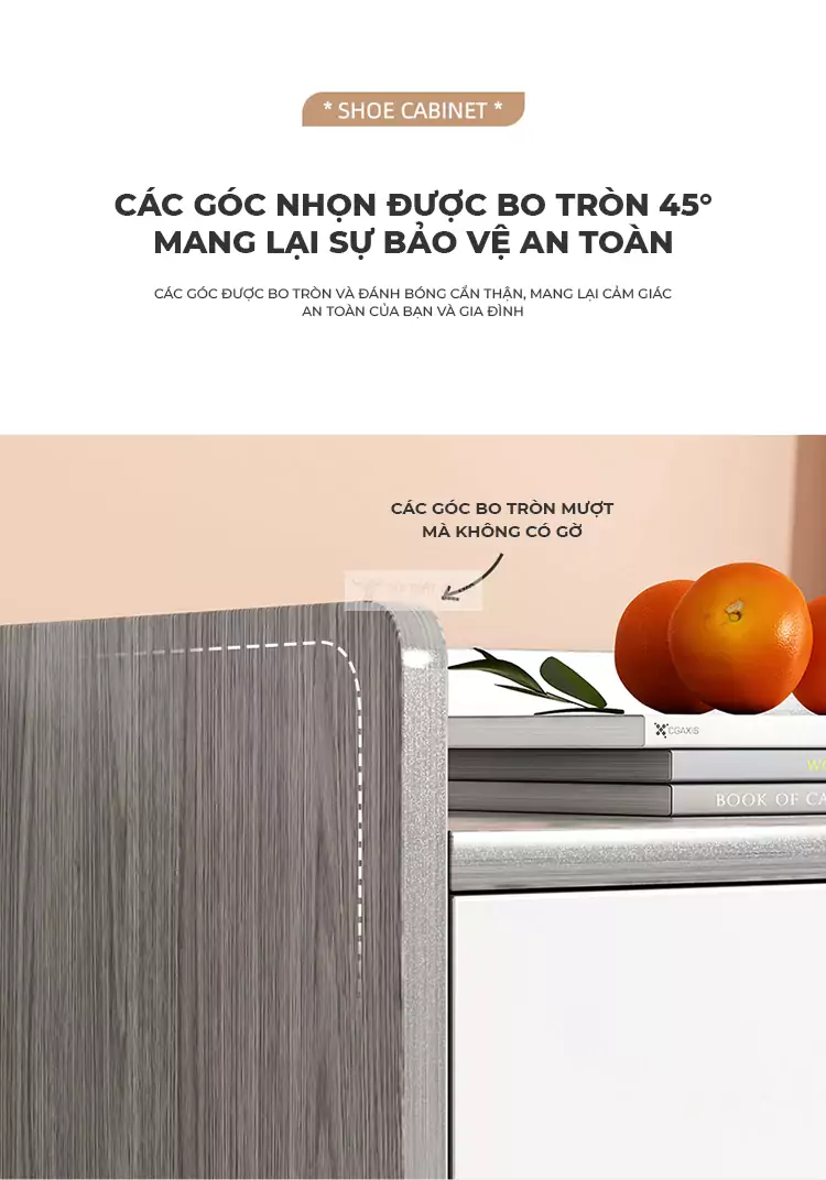 thiết kế bo góc an toàn của Tủ giày đa năng thiết kế thông minh KG01