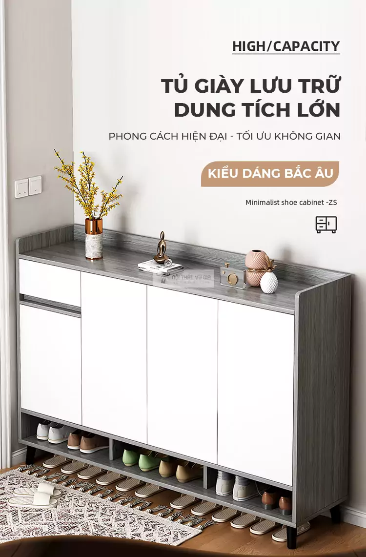 thiết kế lưu trữ đa dạng của Tủ giày đa năng thiết kế thông minh KG01