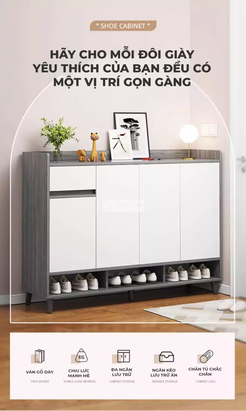 mang đến không gian gọn gàng với Tủ giày đa năng thiết kế thông minh KG01