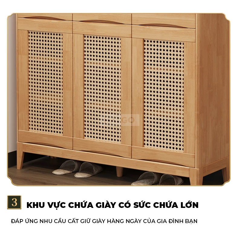 Tủ Giày Gỗ Tự Nhiên Cao Cấp Haigo TG267