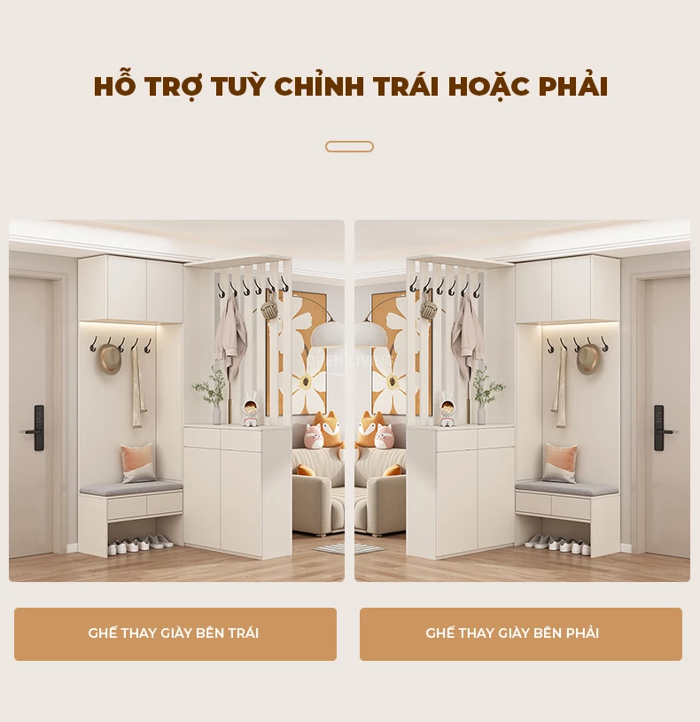 Tủ giày hiện đại Full tiện ích treo đồ và ghế ngồi OpenLiving OGI 015 kết hợp giữa tiện nghi và thẩm mỹ. Thiết kế hiện đại, tích hợp móc treo đồ và ghế ngồi tiện dụng, giúp sắp xếp giày dép gọn gàng và thoải mái khi sử dụng. Lựa chọn hoàn hảo cho không gian sống hiện đại.