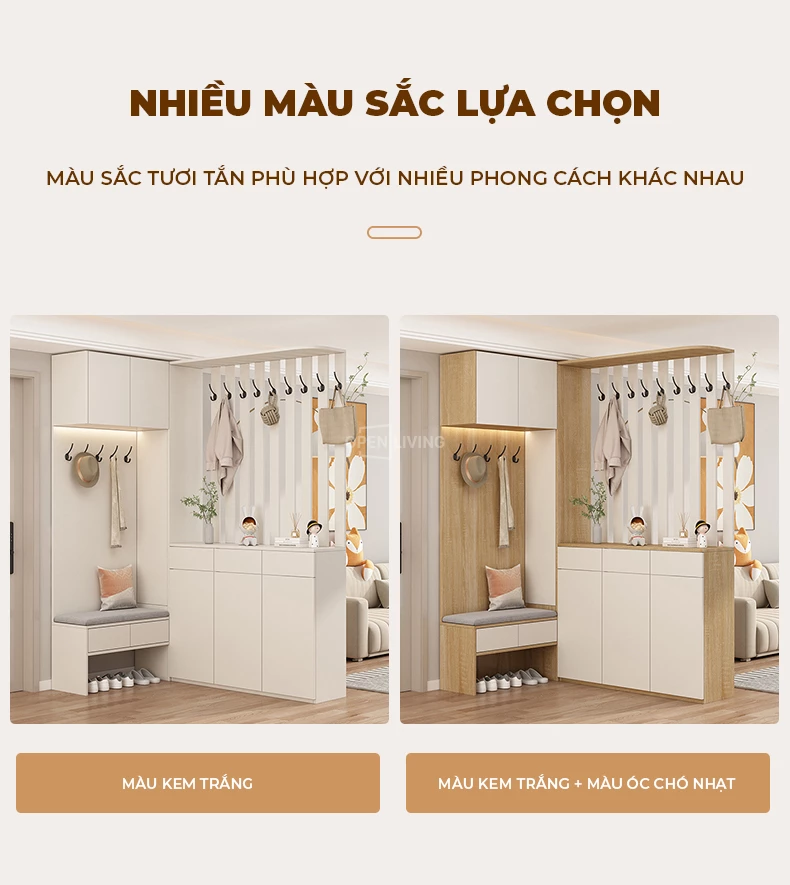 Tủ giày hiện đại Full tiện ích treo đồ và ghế ngồi OpenLiving OGI 015 kết hợp giữa tiện nghi và thẩm mỹ. Thiết kế hiện đại, tích hợp móc treo đồ và ghế ngồi tiện dụng, giúp sắp xếp giày dép gọn gàng và thoải mái khi sử dụng. Lựa chọn hoàn hảo cho không gian sống hiện đại.