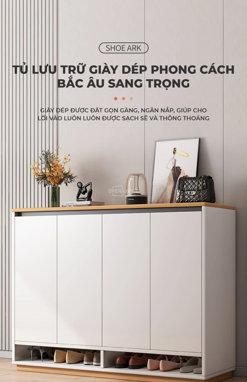 Tủ giày hiện đại phong cách tối giản thanh lịch OpenLiving OGI 019 mang đến vẻ đẹp tinh tế và gọn gàng. Thiết kế tối giản, chất liệu bền bỉ, giúp sắp xếp giày dép ngăn nắp, tạo không gian sống thanh lịch và hiện đại. Lựa chọn hoàn hảo cho ngôi nhà của bạn.