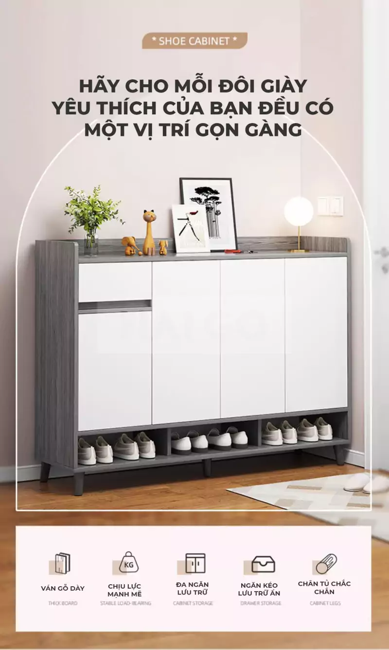 Tủ Giày Phong Cách Hiện Đại Haigo TG135