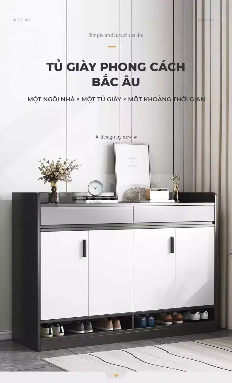 Tủ Gi&agrave;y Phong C&aacute;ch Hiện Đại Haigo TG136