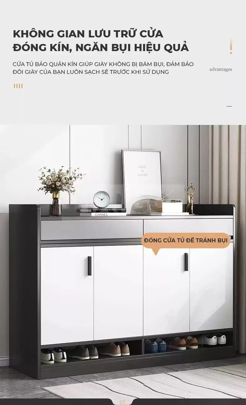 Tủ Gi&agrave;y Phong C&aacute;ch Hiện Đại Haigo TG136