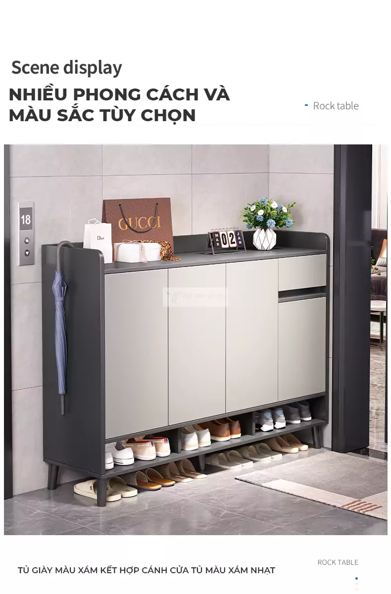 tùy chọn màu sắc đa dạng của Tủ giày phong cách tối giản KG04