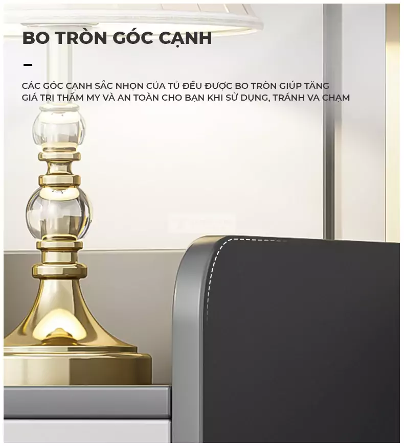 thiết kế bo góc bảo đảm an toàn của Tủ giày phong cách tối giản KG04