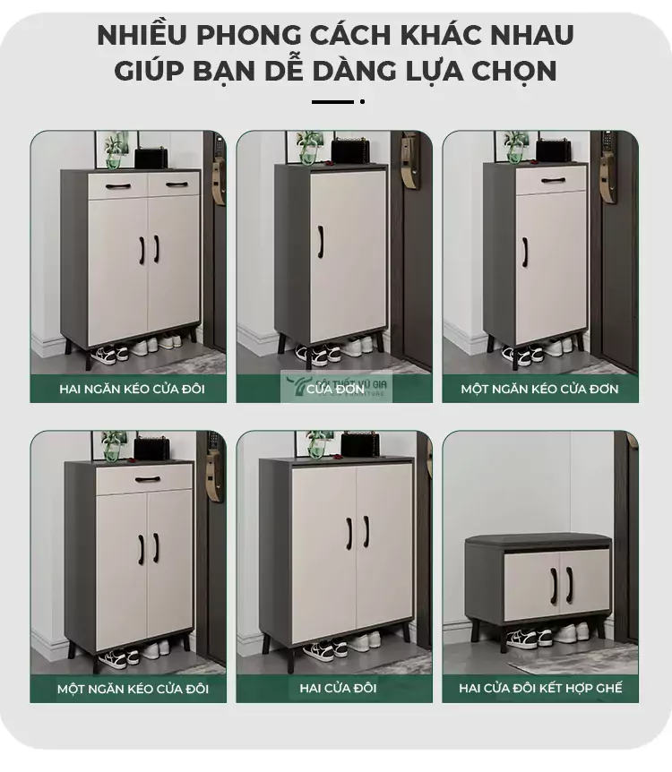 các tùy chọn của Tủ giày thiết kế nhỏ gọn, hiện đại KG10