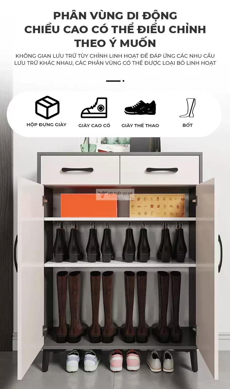 tùy chỉnh đa dạng với Tủ giày thiết kế nhỏ gọn, hiện đại KG10