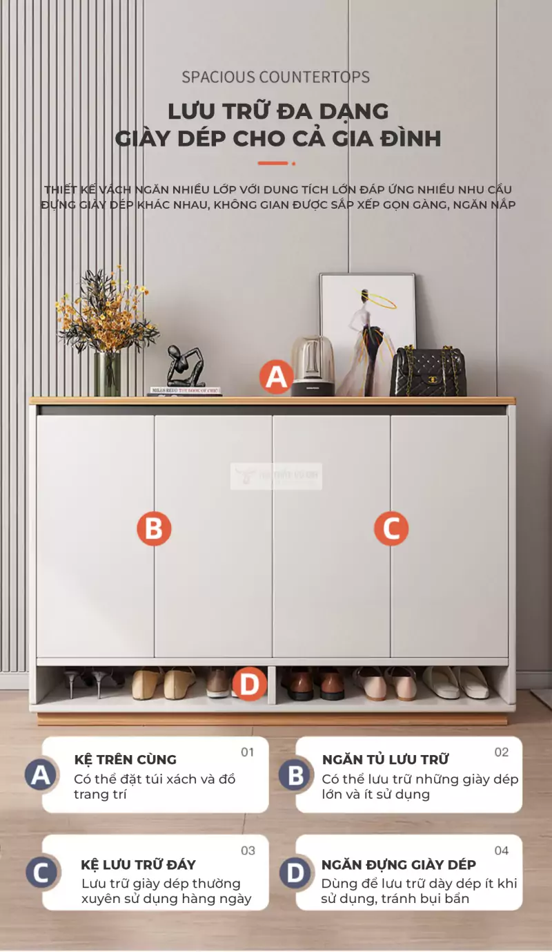 lưu trữ tiện lợi với Tủ giày thiết kế thanh lịch, tối giản KG05