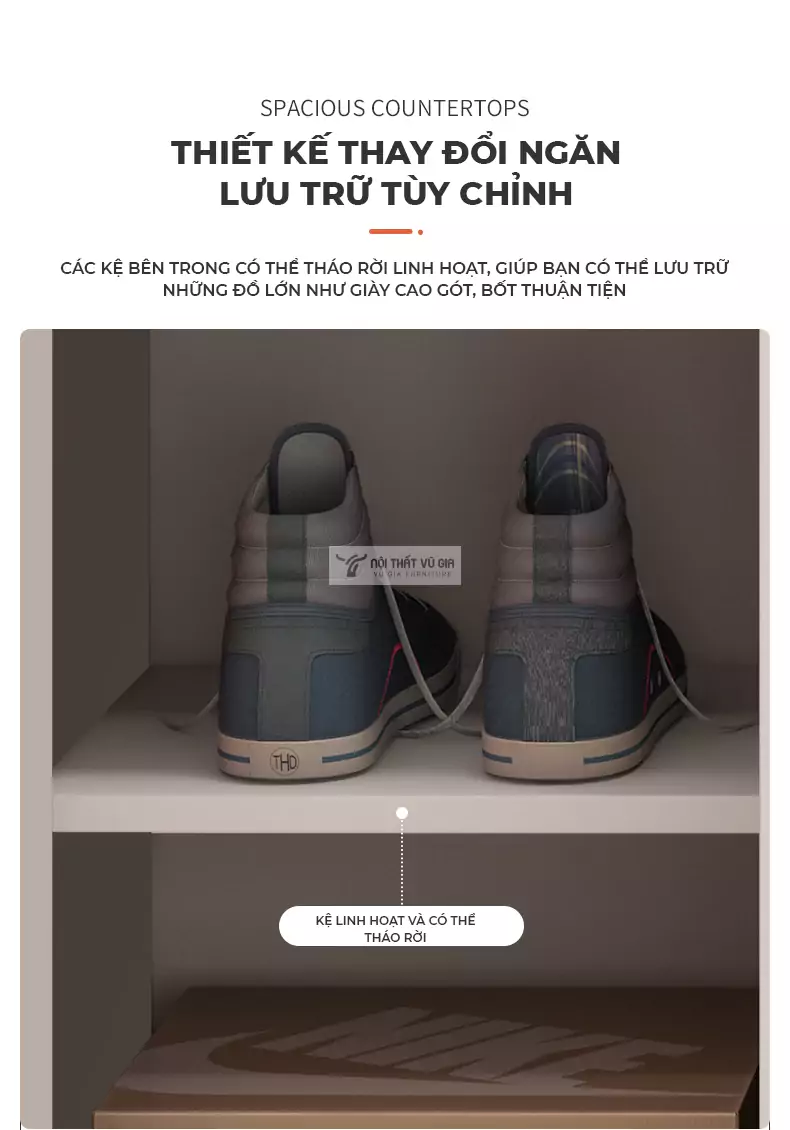 tùy chỉnh linh hoạt với Tủ giày thiết kế thanh lịch, tối giản KG05