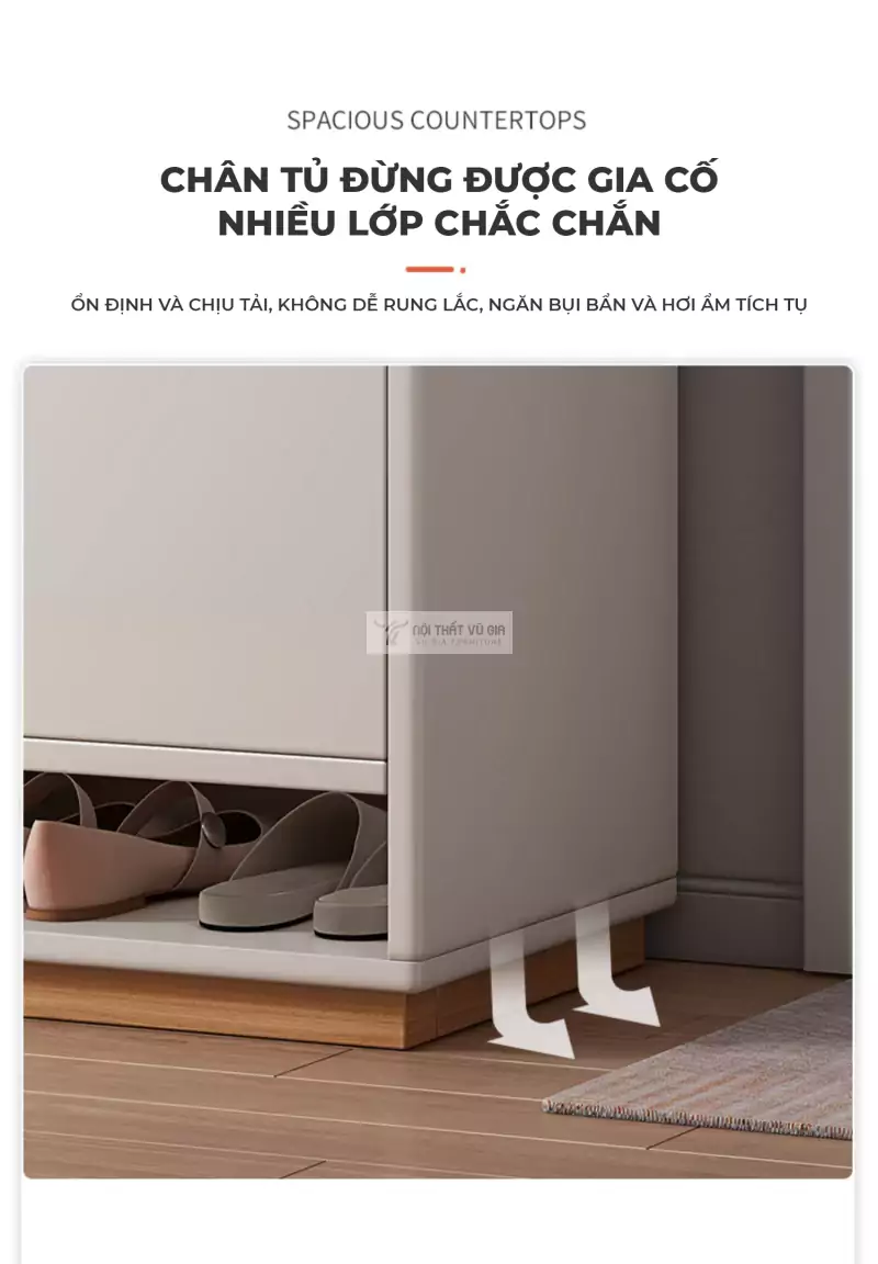 kết cấu chắc chắn của Tủ giày thiết kế thanh lịch, tối giản KG05