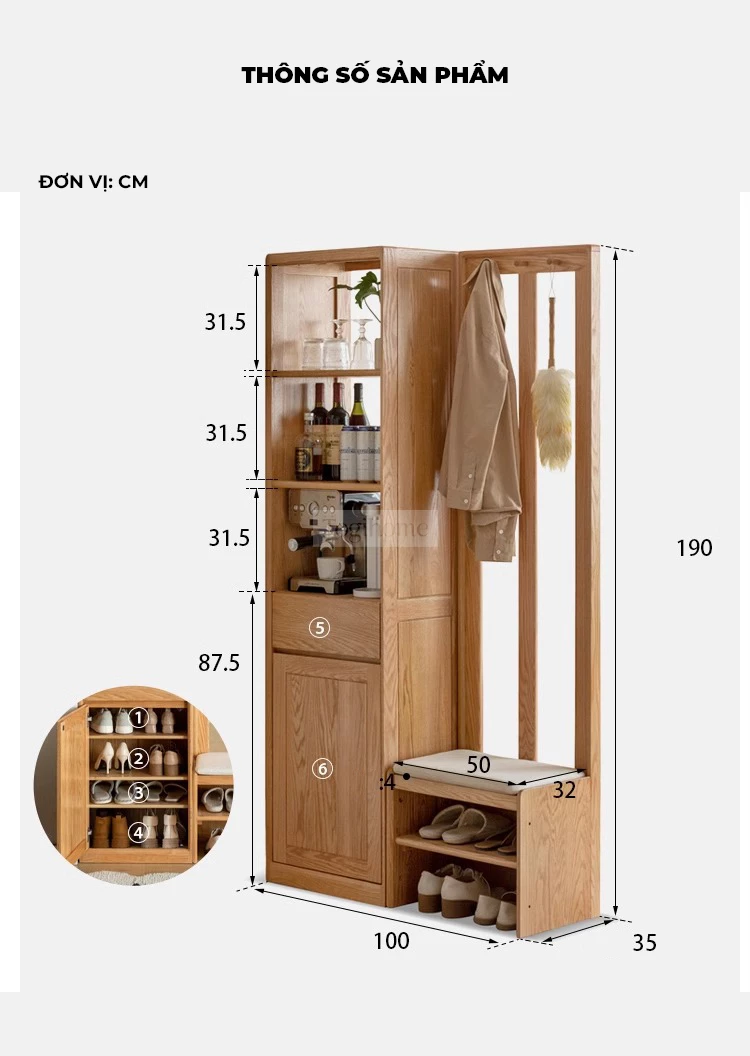Tủ Kệ Để Giày Gỗ Tự Nhiên Thiết Kế Hiện Đại Togismart TDG 113 mang phong cách sang trọng, gọn gàng, phù hợp nhiều không gian sống. Chất liệu gỗ tự nhiên bền chắc, chống cong vênh, mối mọt, giúp bảo quản giày dép ngăn nắp và tạo điểm nhấn tinh tế cho ngôi nhà.