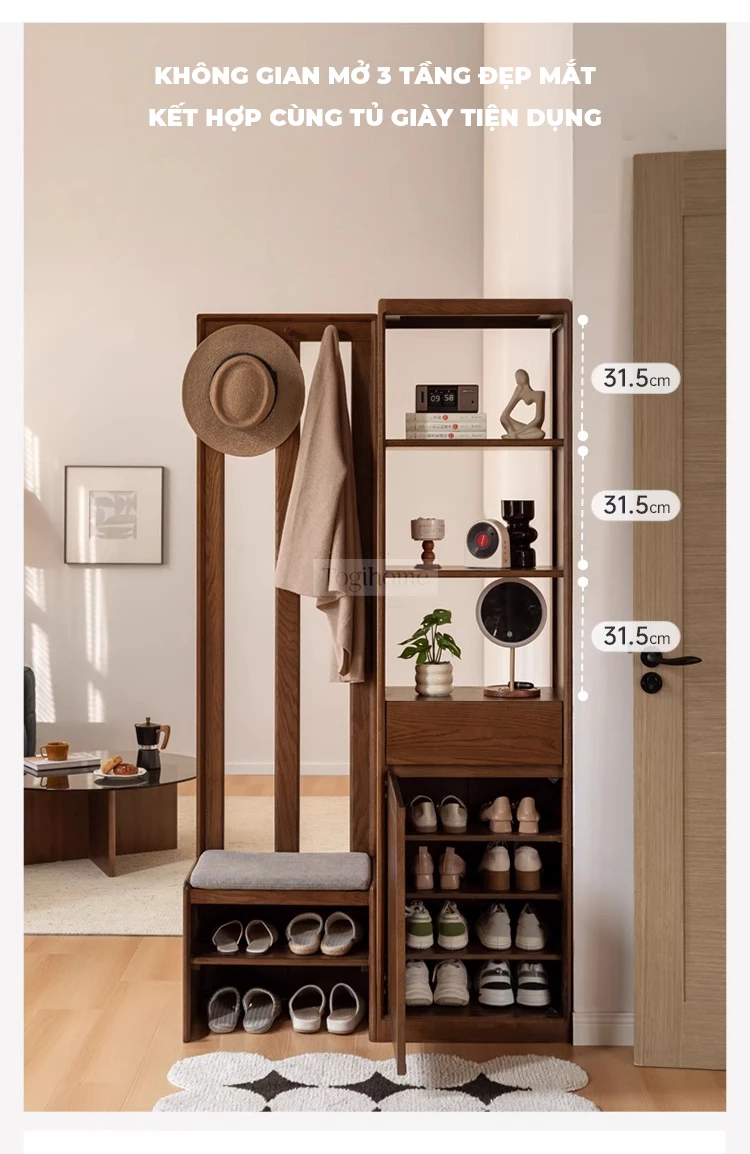 Tủ Kệ Để Giày Gỗ Tự Nhiên Thiết Kế Sang Trọng Togismart TDG 114 mang lại không gian lưu trữ gọn gàng, bền đẹp theo thời gian. Chất liệu gỗ tự nhiên cao cấp, chống cong vênh, mối mọt, kết hợp phong cách tinh tế, giúp nâng tầm thẩm mỹ cho căn hộ hiện đại.