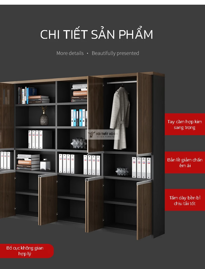 chi tiết Tủ lưu trữ văn phòng thiết kê hiện đại SD253