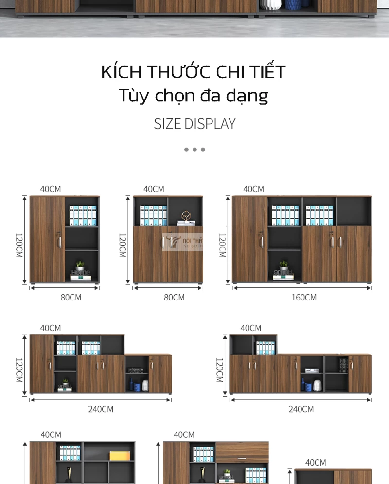 tùy chọn kích thước, kết cấu của Tủ lưu trữ văn phòng thiết kế tinh tế SD254