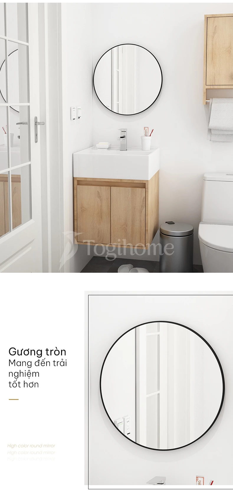 tùy chọn gương  tròn của Tủ Phòng Tắm Mini TG12