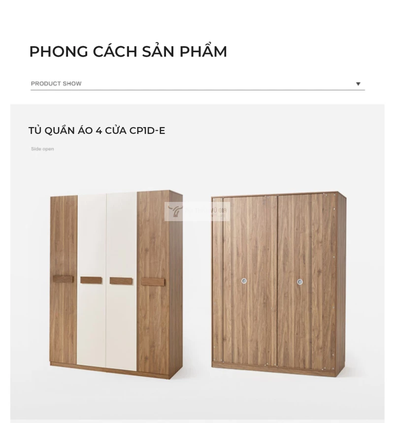 Tủ quần áo 4 cánh gỗ MDF cốt xanh Thái Lan cao cấp BR134