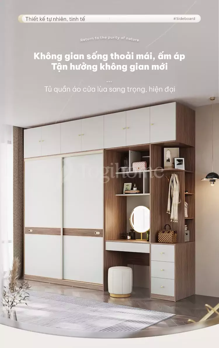 Tủ quần áo cánh lùa chất liệu MDFcốt xanh Thái Lan TQA035