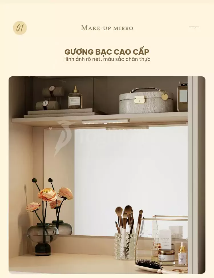 thiết kế trang bị gương bạc cao cấp của tủ quần áo TQA023