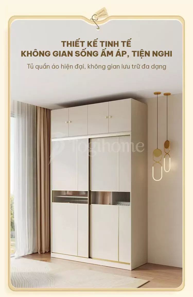 tủ quần áo TQA023 mang đến không gian ấm áp, thoải mái cho bạn