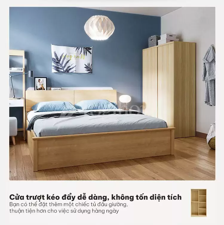 thiết kế cửa lùa giúp tiết kiệm không gian của Tủ quần áo cánh lùa hiện đại TQA030