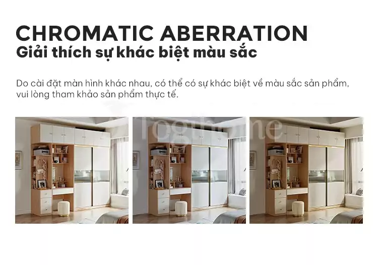 giải thích sự khác biệt màu sắc của Tủ quần áo cánh lùa sang trọng TQA036