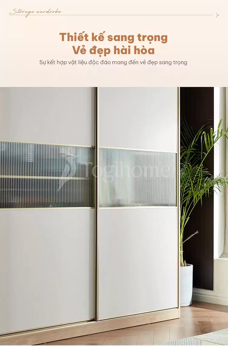 vẻ đẹp sang trọng hiện đại của Tủ quần áo cánh lùa sang trọng TQA036