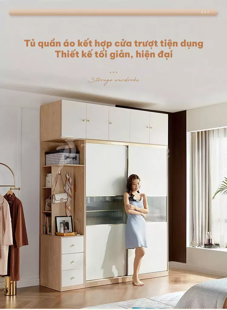 Tủ quần áo cánh lùa sang trọng TQA036