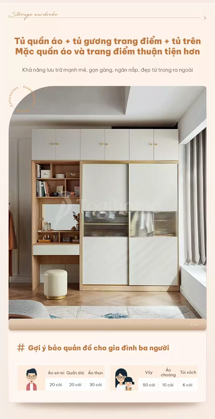 Tủ quần áo cánh lùa sang trọng TQA036