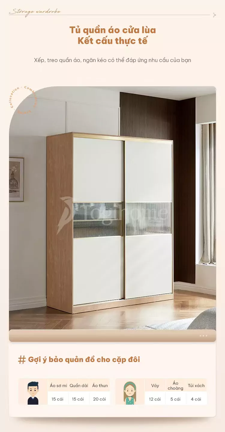 Tủ quần áo cánh lùa sang trọng TQA036