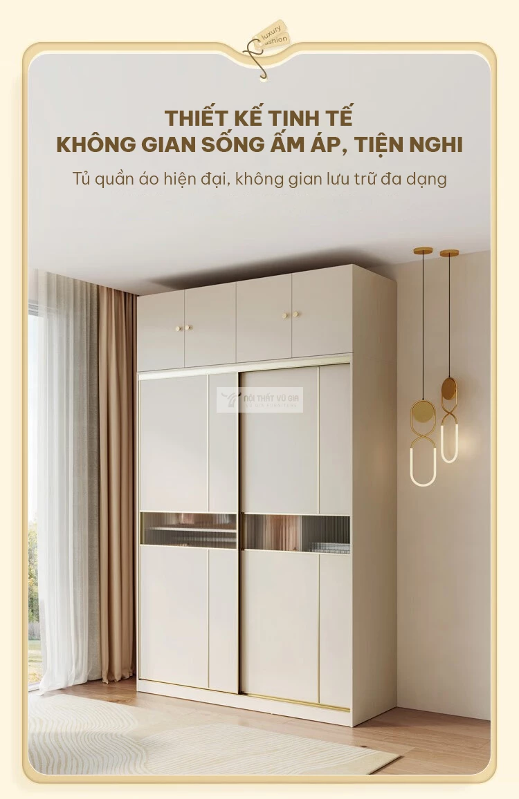 thiết kế hiện đại, sang trọng của Tủ quần áo cánh lùa thiết kế hiện đại BR115