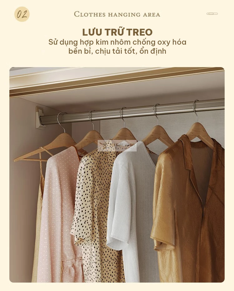 thiết kế lưu trữ treo tiện lợi của Tủ quần áo cánh lùa thiết kế hiện đại BR115