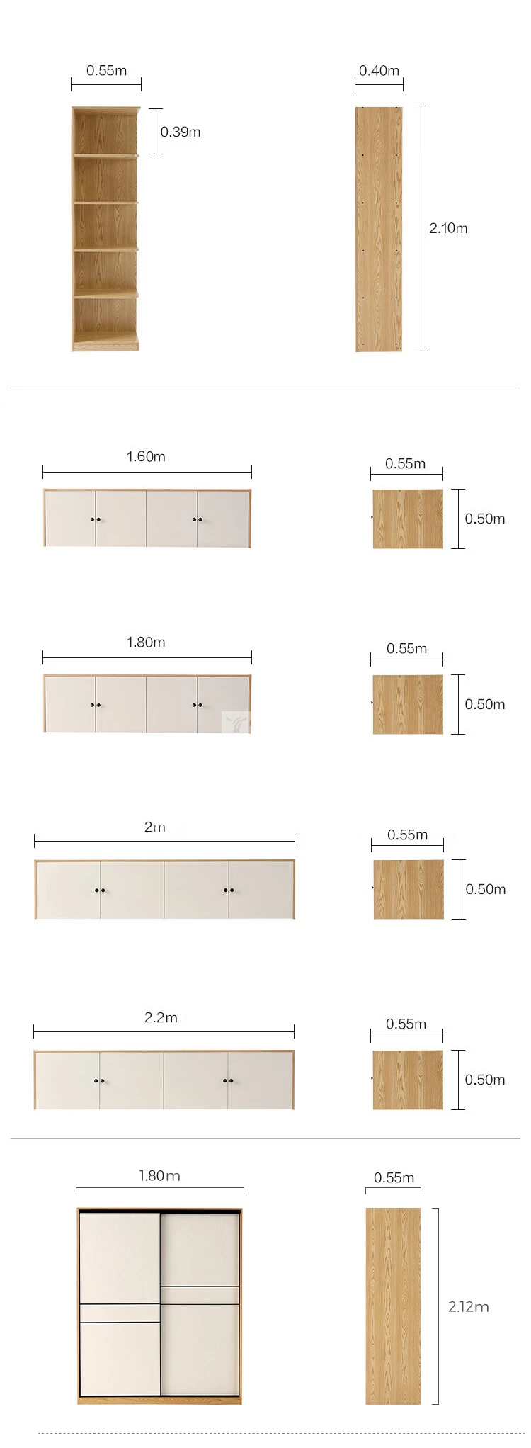 kích thước chi tiết của Tủ quần áo cánh lùa tối giản, sang trọng BR116