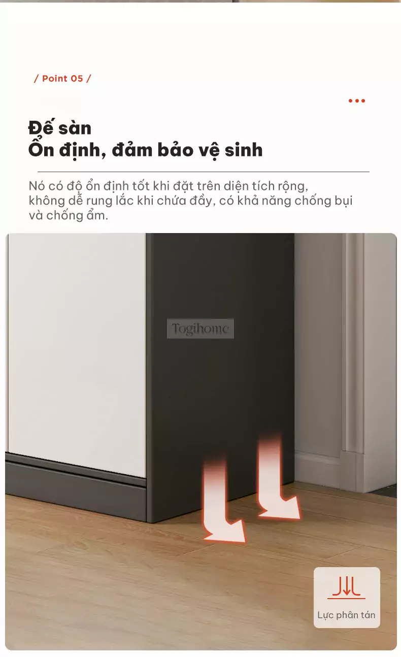 thiết kế đế kín chắc chắn, ổn định của Tủ quần áo cánh mở hiện đại TQA057