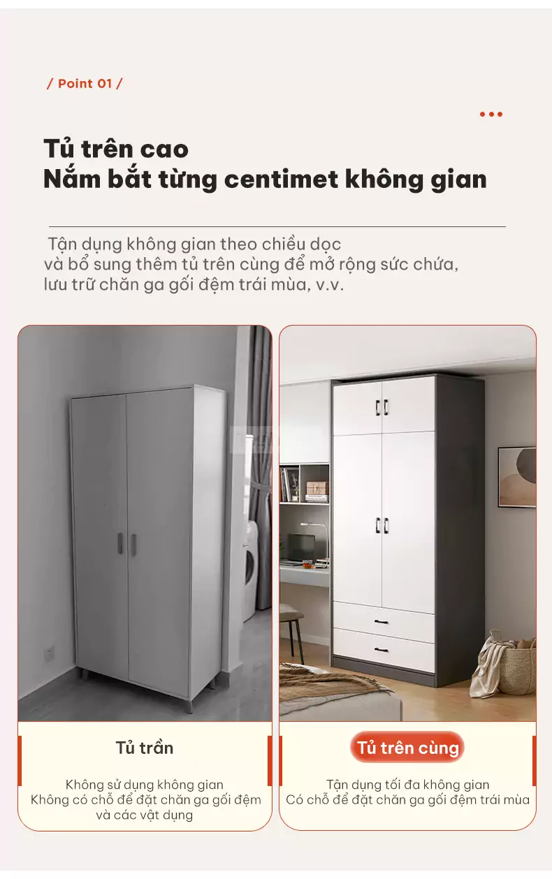 thiết kế tủ cao tối ưu không gian của Tủ quần áo cánh mở hiện đại TQA057