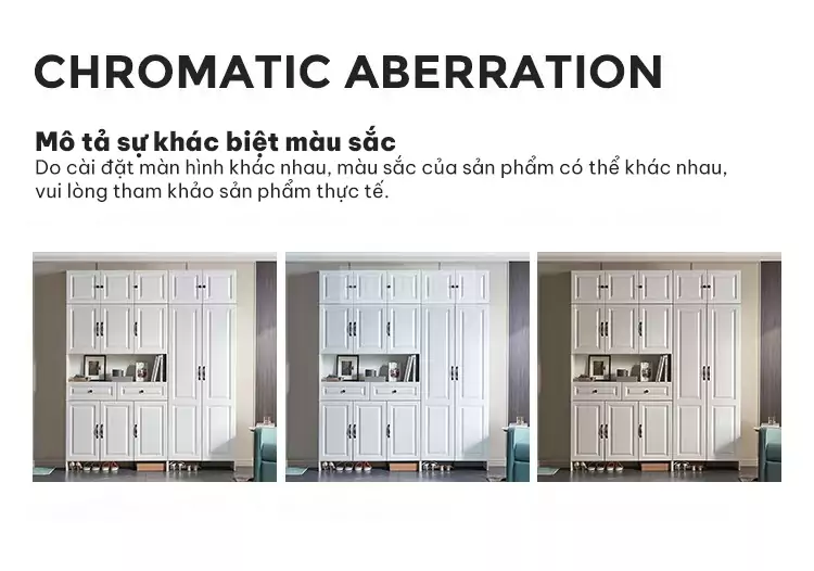 giải thích sự khác biệt màu sắc trên hình ảnh của Tủ quần áo cánh mở phong cách tân cổ điển TQA043