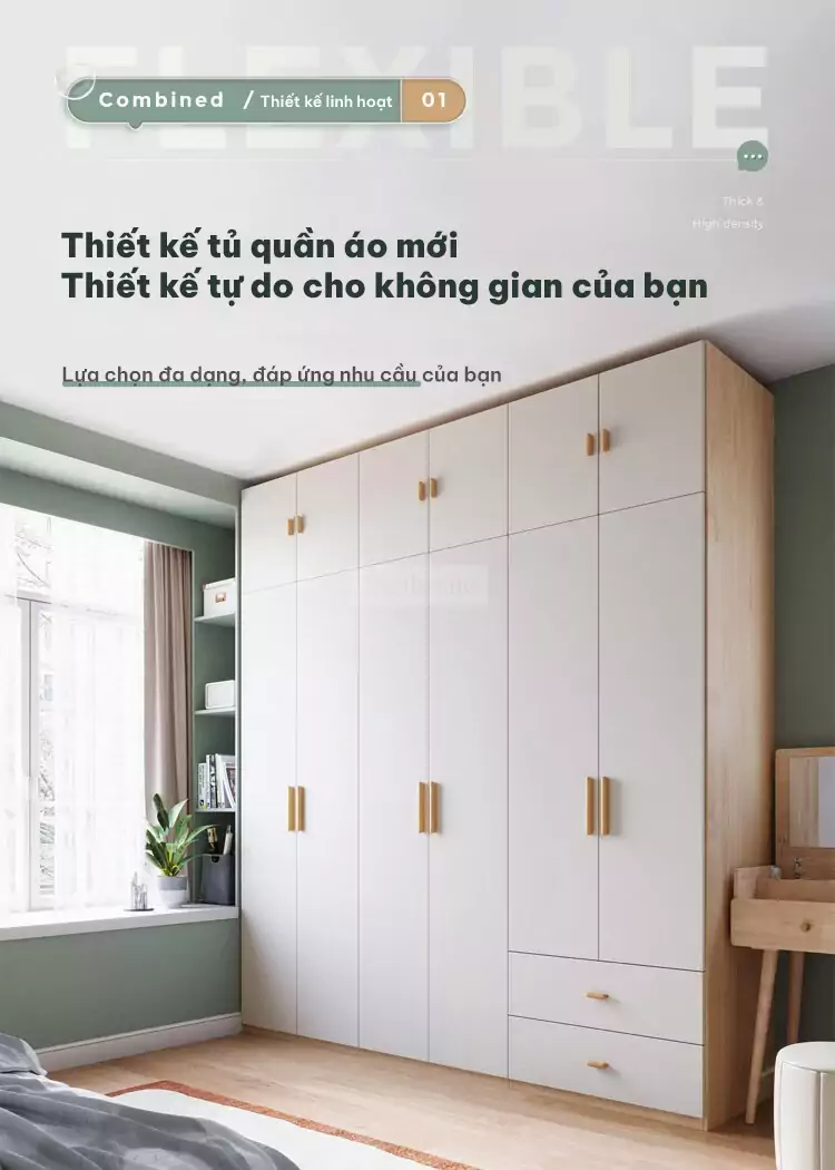 Tủ quấn áo cánh mở phong cách tối giản TQA039 với thiết kế mới