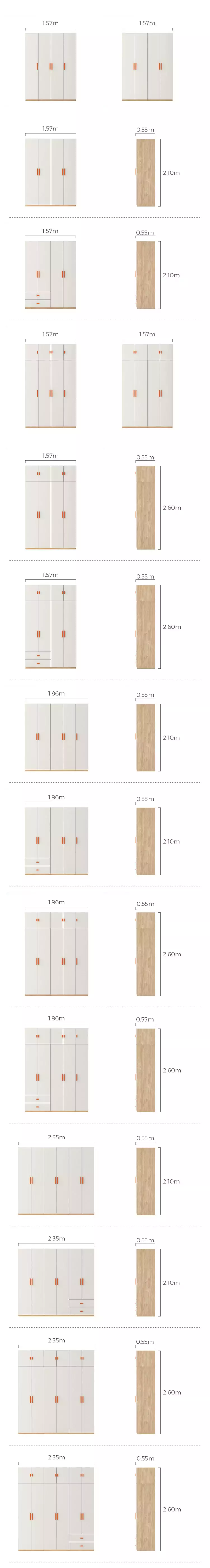 kích thước của Tủ quấn áo cánh mở phong cách tối giản TQA039