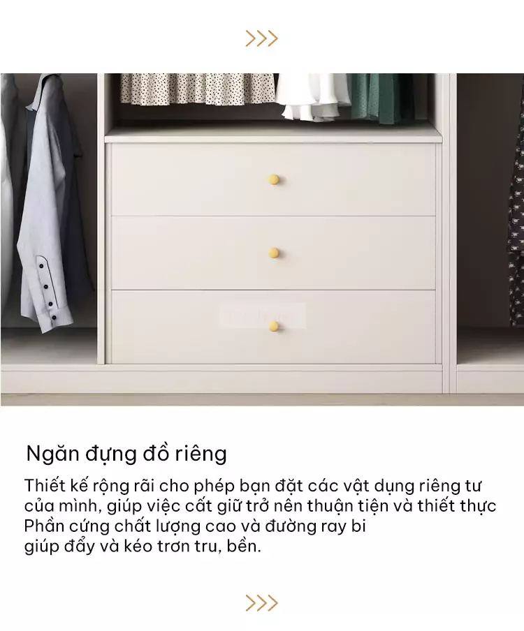 chi tiết ngăn kéo của Tủ quần áo cánh mở sang trọng TQA061