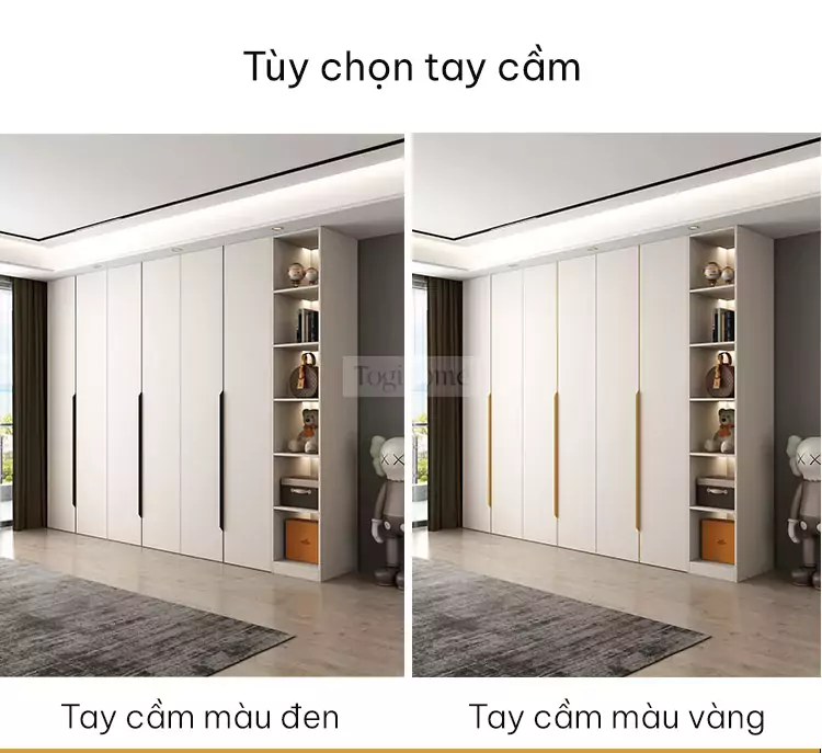 tùy chọn tay cầm của Tủ quần áo cánh mở sang trọng TQA061