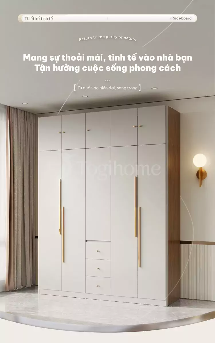 Tủ quần áo cánh mở thiết kế sang trọng TQA031