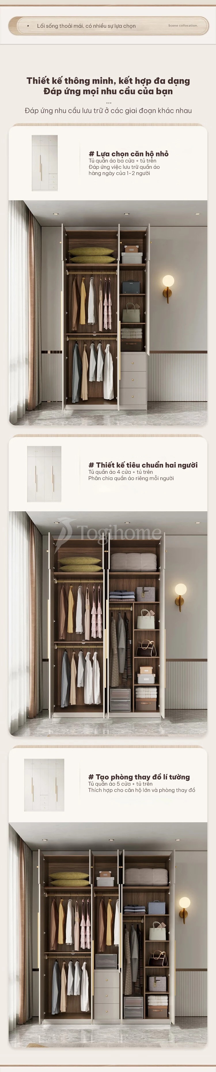 cách lựa chọn tủ quần áo phù hợp với không gian của bạn