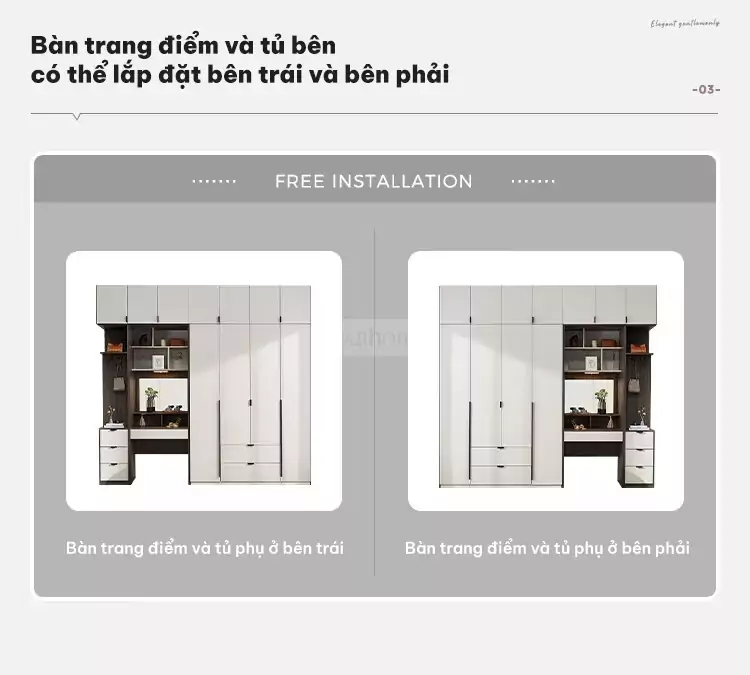 thiết kế tùy chỉnh hướng phù hợp với nhiều không gian khác nhau