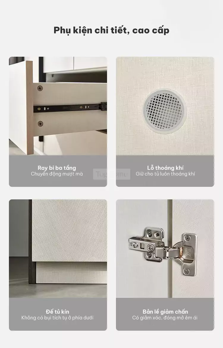 Tủ quần áo cánh mở thiết kế tinh tế TQA044 sử dụng phụ kiện cao cấp