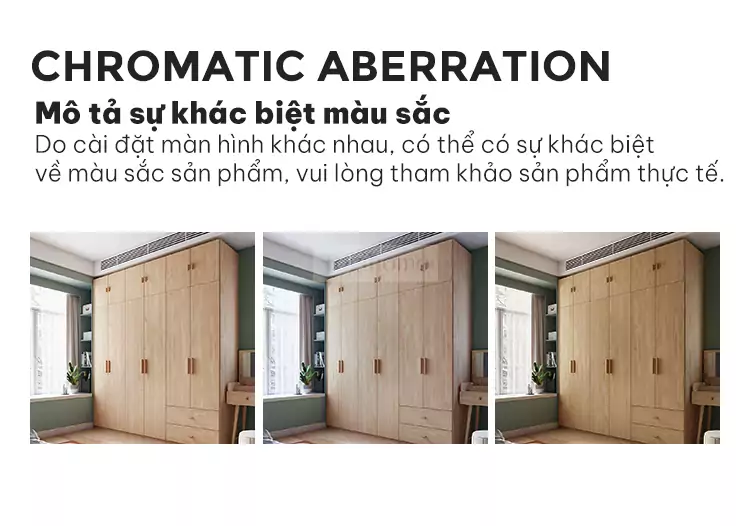 giải thích sự khác biệt màu sắc trên hình ảnh của Tủ quần áo cánh mở thiết kế tối giản TQA040