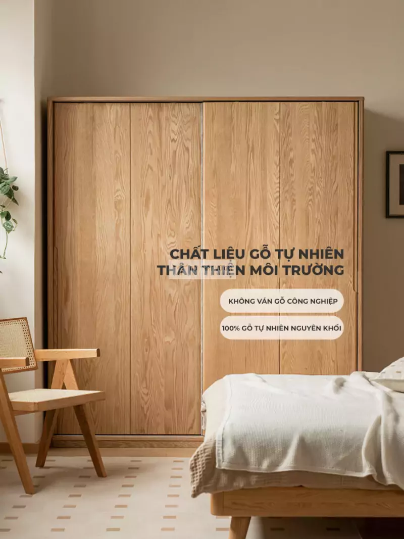 Tủ quần áo cao cấp, hiện đại BR77 sử dụng chất liệu gỗ tự nhiên cao cấp